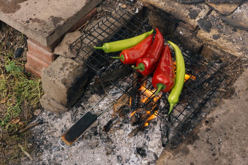 Spicy shrimp fajitas with roasted peppers at Chuys